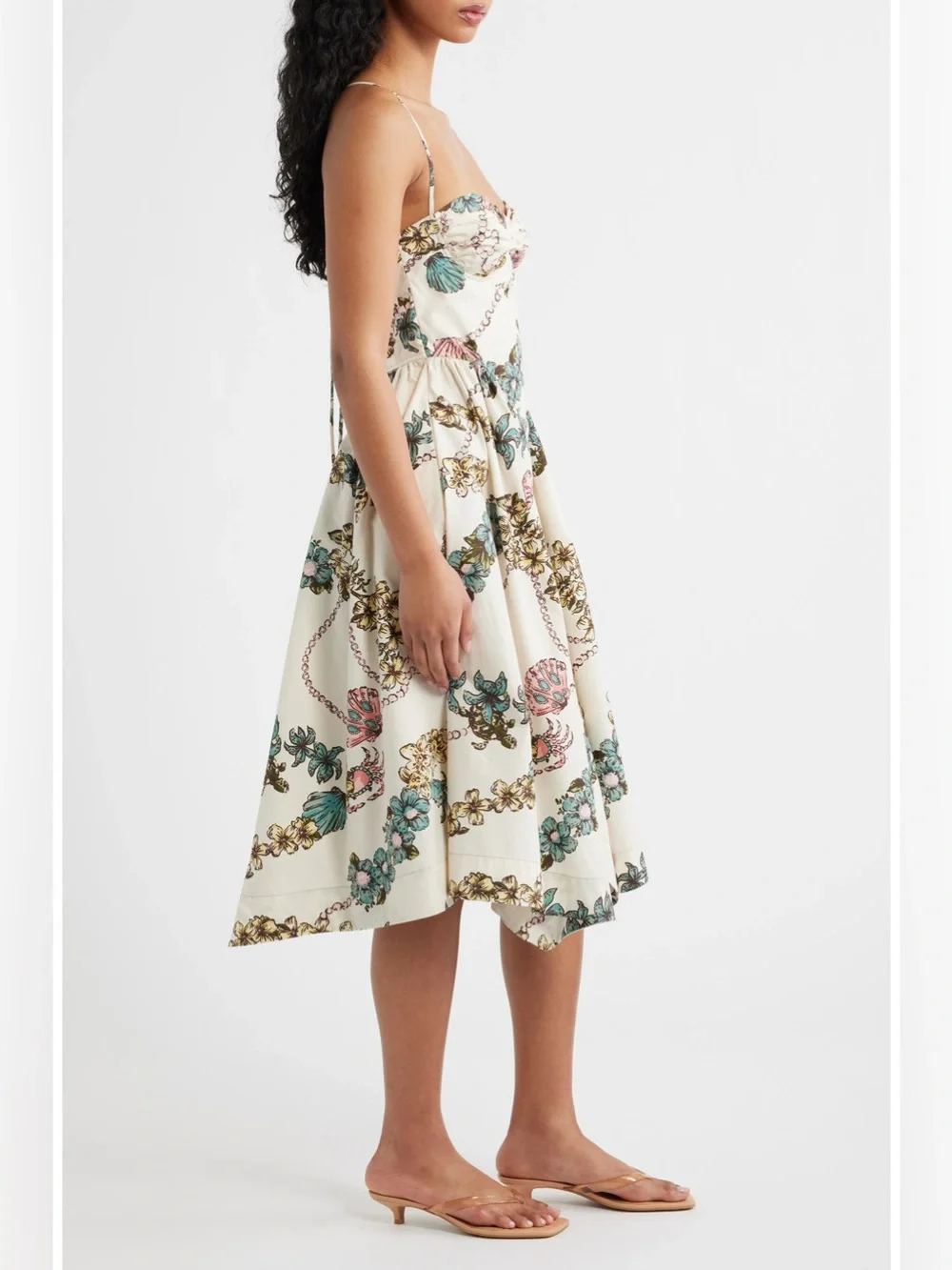 Free People Cherish Printed Midi Dress Size 4 Floral Cotton NWOT Pockets DS1